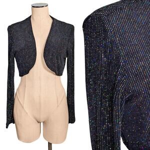 VINTAGE RONNI NICOLE 90's Y2K 80's Rainbow Glitter Slinky Stretch Jacket Shrug 8